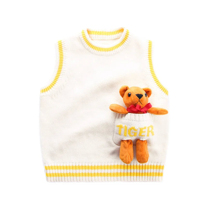 Autumn Baby Vest Sweater with Bear