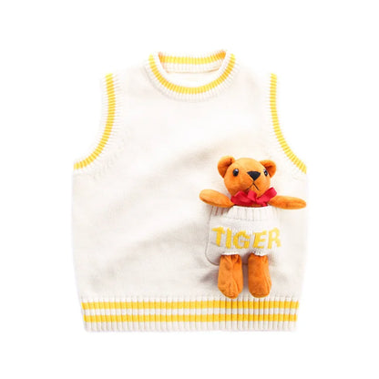 Autumn Baby Vest Sweater with Bear