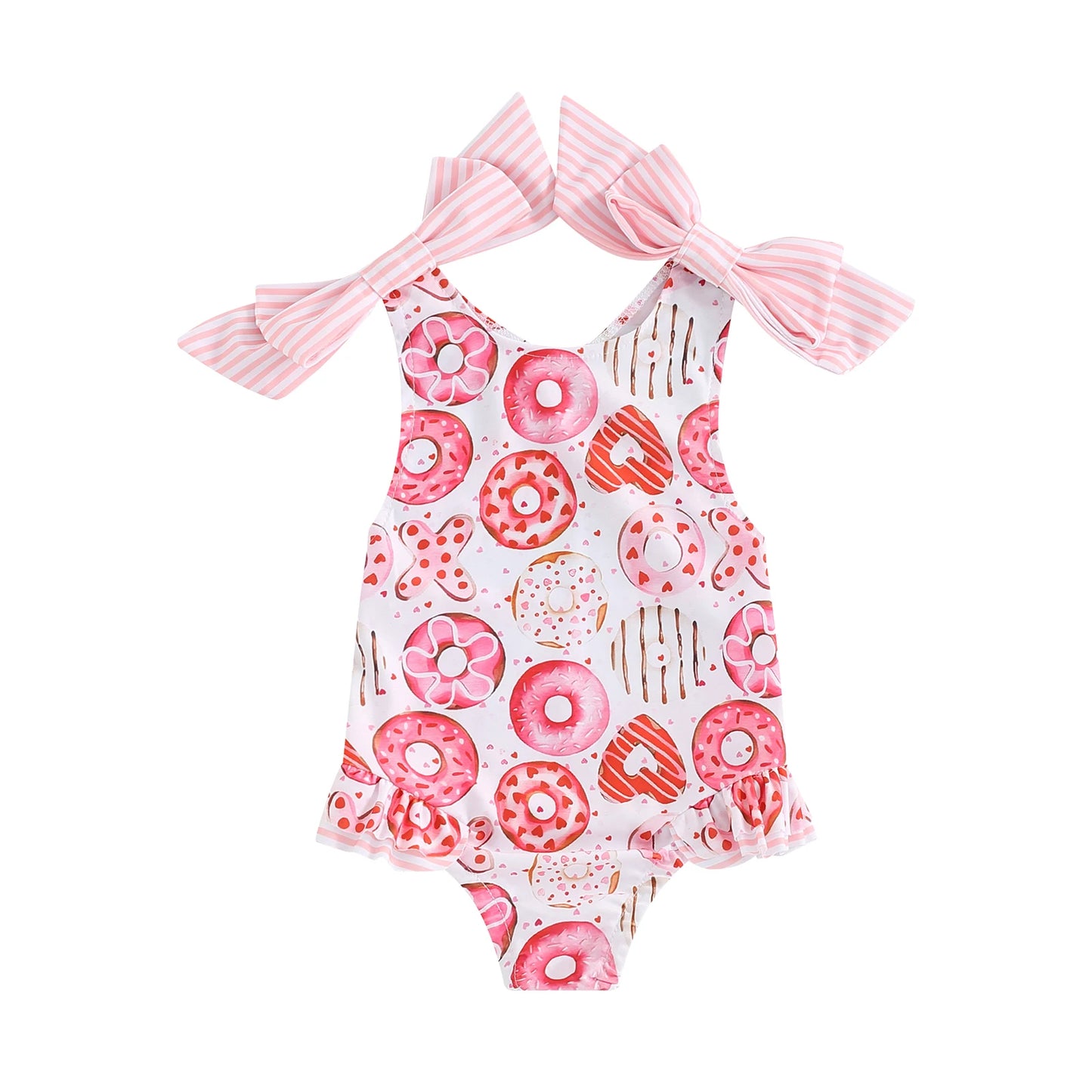 Sleeveless Floral Ruffle Swimwear