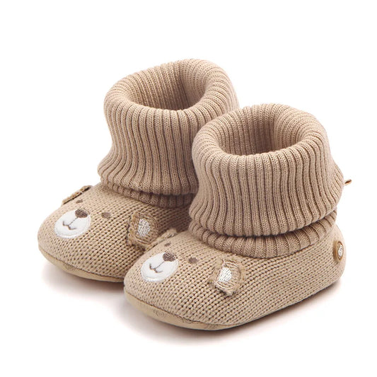 Newborn Infant Baby Boys Girls Fleece Booties Stay On Socks Soft Shoes