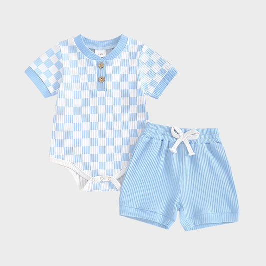 2 Piece Summer Checkered Suit