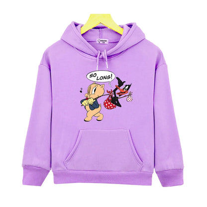 Sweat à capuche long avec dessin animé