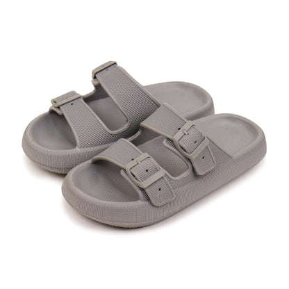 Soft Cloud Beach Slippers With Double Buckle