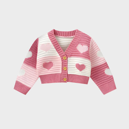 Heart-shaped V-neck Baby Cardigan