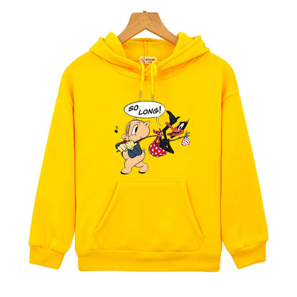 Sweat à capuche long avec dessin animé