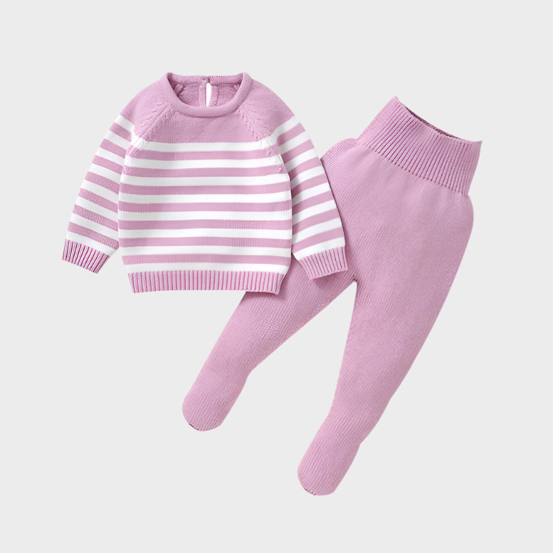 Costume rayé tricoté 2 pièces