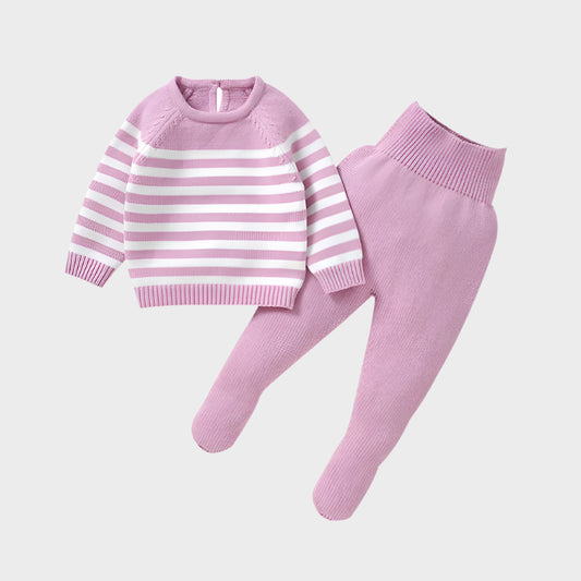 2 Piece Knitted Striped Suit