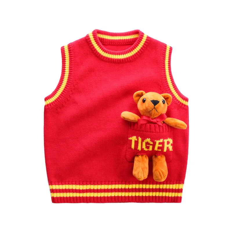 Autumn Baby Vest Sweater with Bear