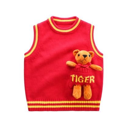 Autumn Baby Vest Sweater with Bear