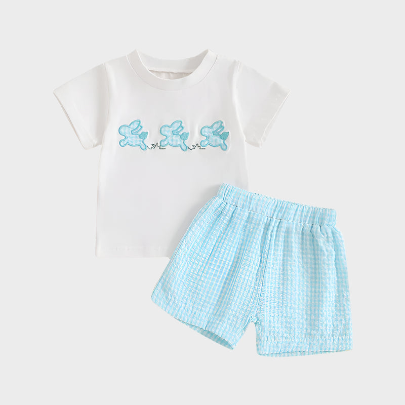 2 Piece Embroidered Bunny Outfit