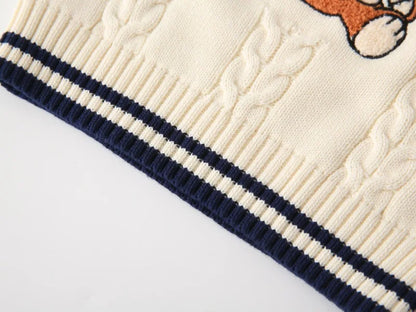 WAPYPY™ Embroidery Cartoon Knit Vest Sleeveless Sweaters
