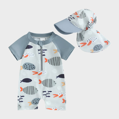 Fauna Fish Swimwear Romper with Hat