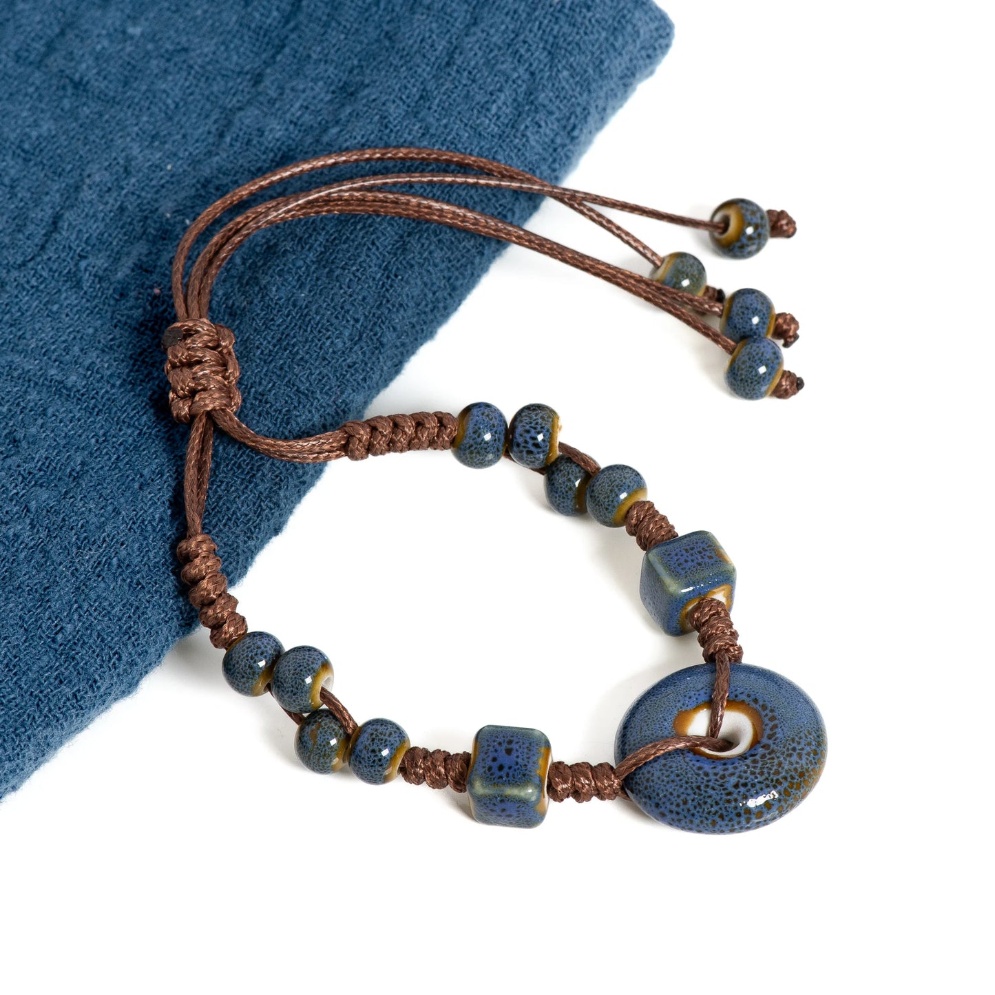 Glazed Ceramic Peace Buckle Bracelet