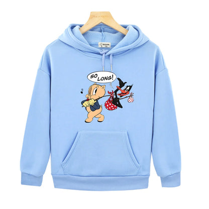 Sweat à capuche long avec dessin animé