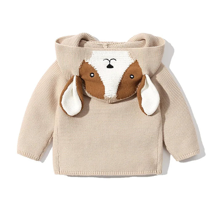 Knitted Hooded Cartoon Cardigan