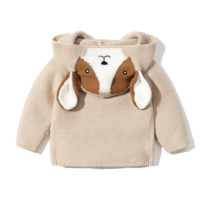 Knitted Hooded Cartoon Cardigan