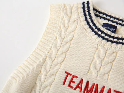 WAPYPY™ Embroidery Cartoon Knit Vest Sleeveless Sweaters
