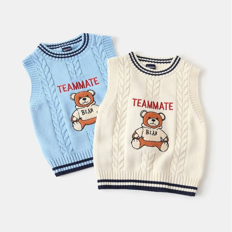 WAPYPY™ Embroidery Cartoon Knit Vest Sleeveless Sweaters