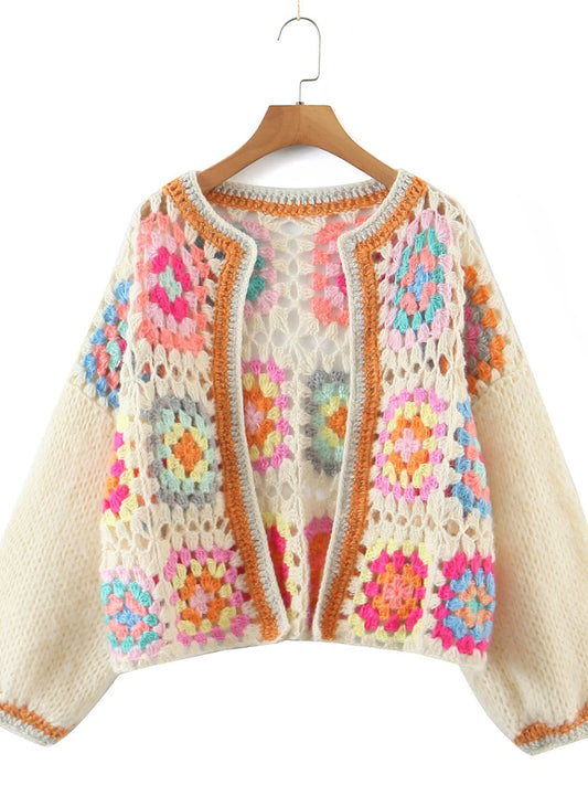 Long Sleeve Knitted Cardigan Retro Sweater