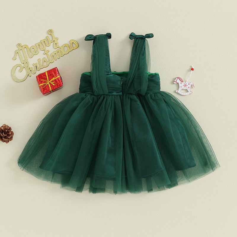 Strap Bow Christmas Tutu Sun Dress