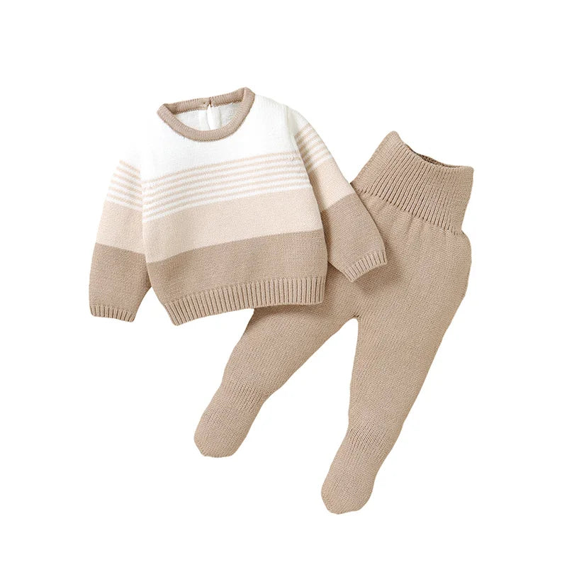 Costume rayé tricoté 2 pièces