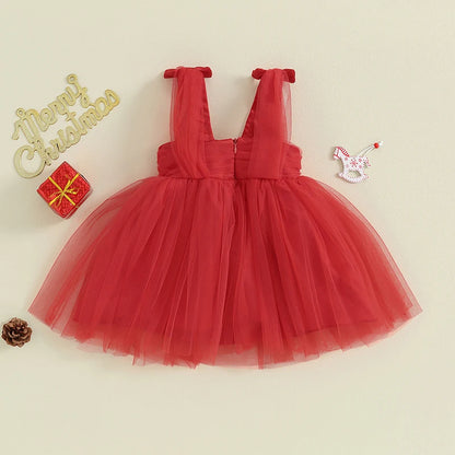 Strap Bow Christmas Tutu Sun Dress
