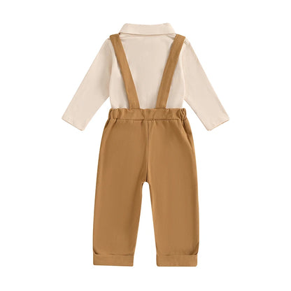 2 Piece Set Bowtie Turn-Down Collar Long Sleeve Set