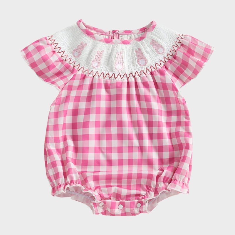 Barboteuse d'été brodée à manches volantées 