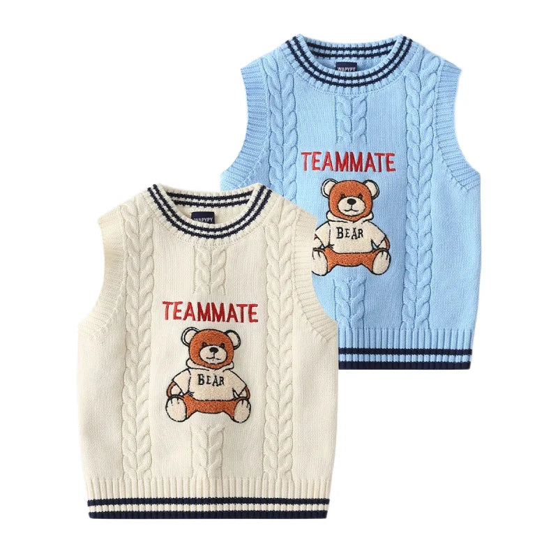 WAPYPY™ Embroidery Cartoon Knit Vest Sleeveless Sweaters