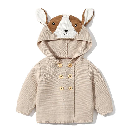 Knitted Hooded Cartoon Cardigan
