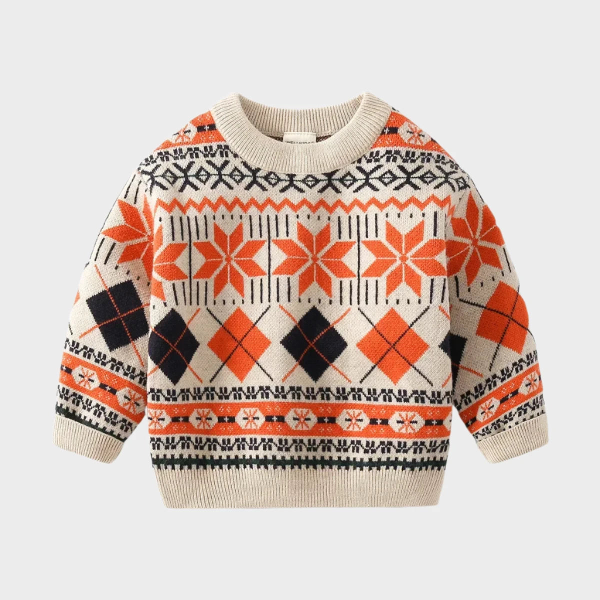 Workmanship™ Checkered Snowflake Long Sleeve Knitted Sweater