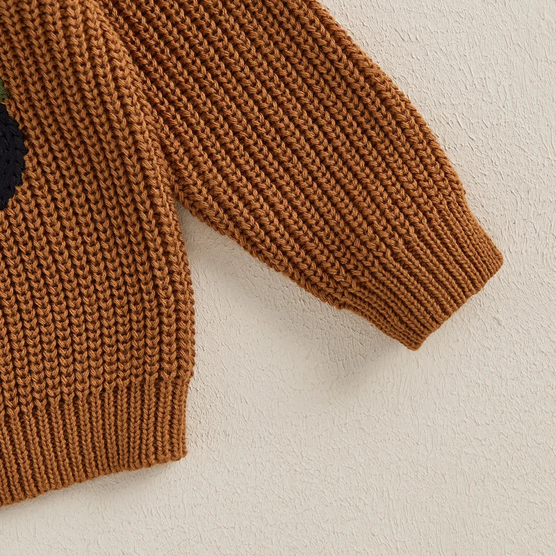 Pull brodé à manches longues et col rond pour camion