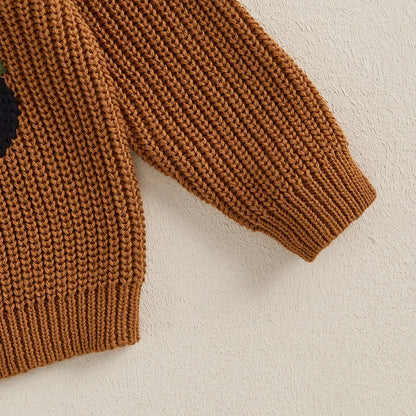 Pull brodé à manches longues et col rond pour camion