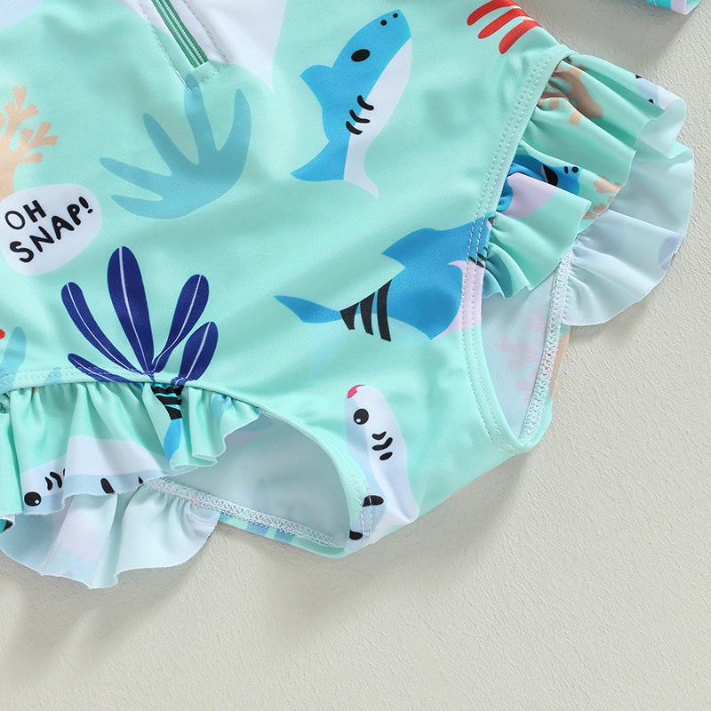 Fauna Print Rush Guard Swim Suit