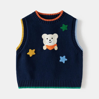 Cartoon Bear Sweater Sleeveless Vest