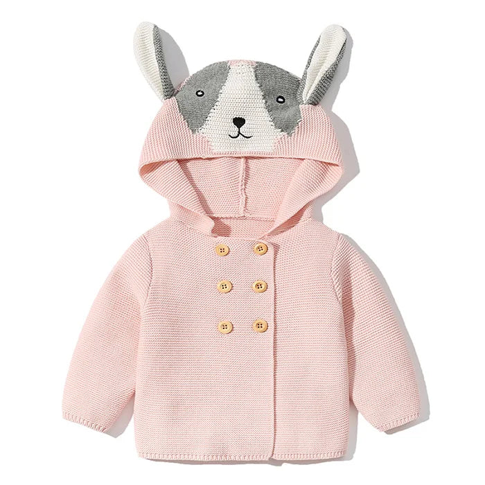 Knitted Hooded Cartoon Cardigan