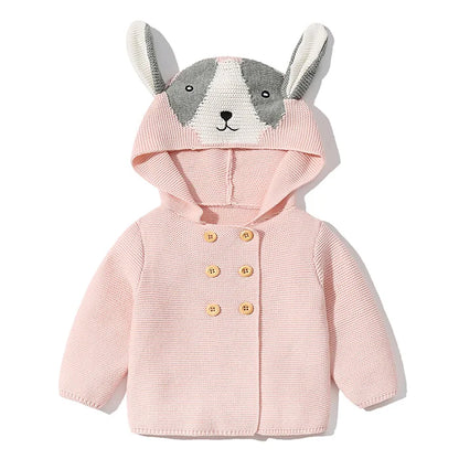 Knitted Hooded Cartoon Cardigan