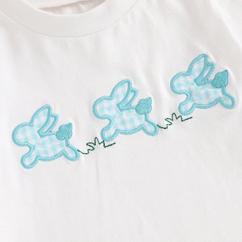 2 Piece Embroidered Bunny Outfit