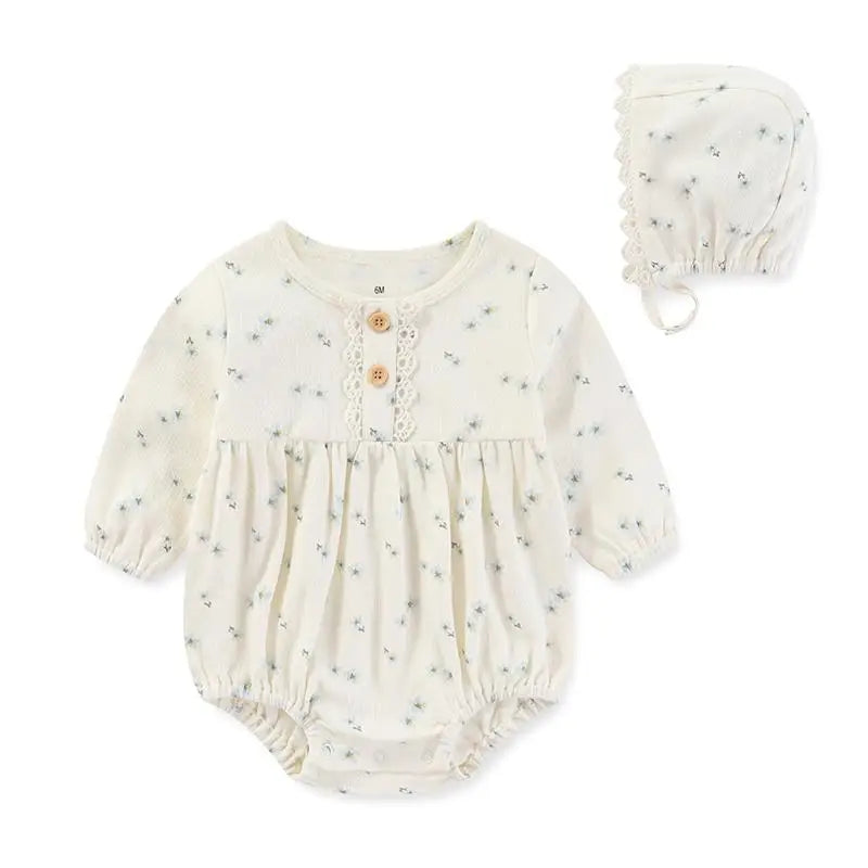 2 Piece Long Floral Romper With Beanie