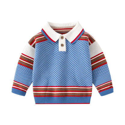 Collar Striped Long Sleeve Sweater