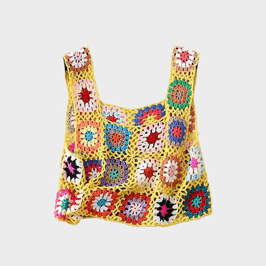 Floral Embroidery Sleeveless Knitted Tanks Vest