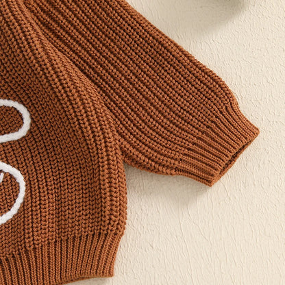 Pull de Noël pour tout-petits filles et garçons, vêtements de bonhomme en pain d'épice, broderie, col ras du cou, manches longues, pulls pour enfants, automne hiver