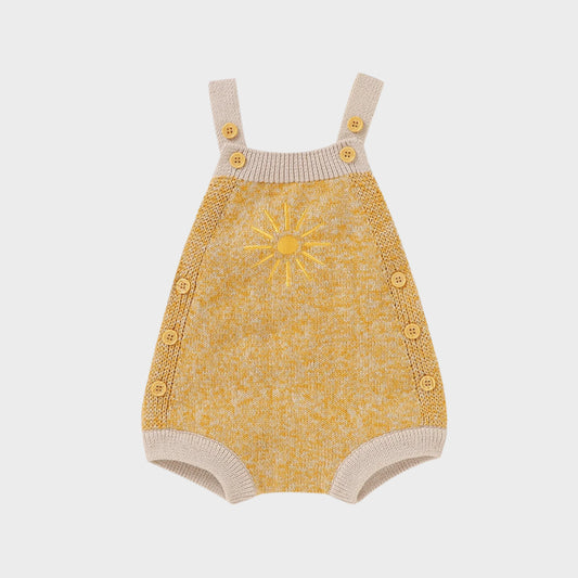Barboteuse tricotée brodée soleil 