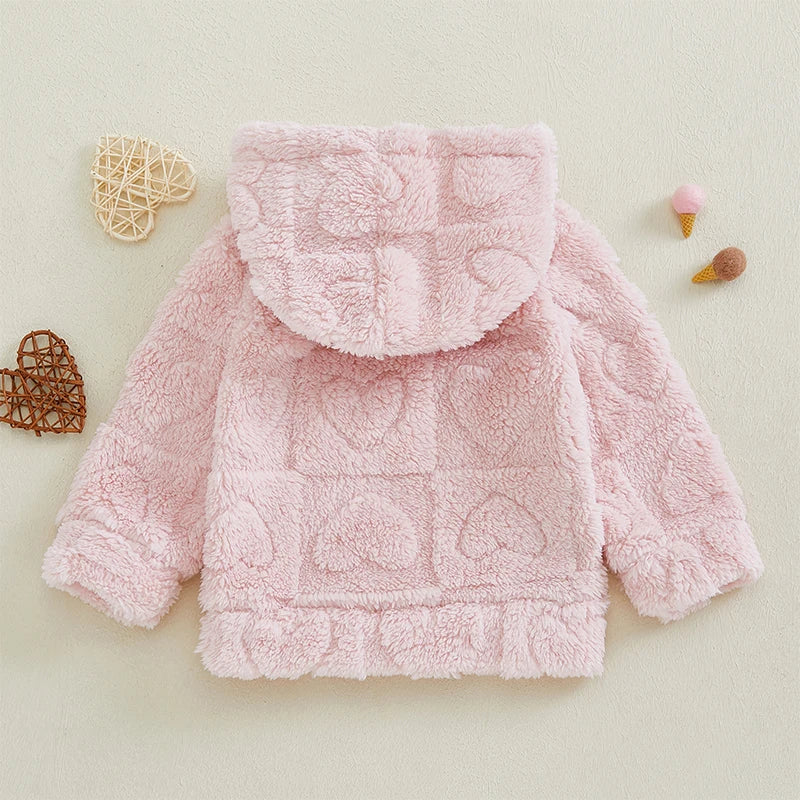 Sweat à capuche à manches longues en peluche d'hiver avec cœur