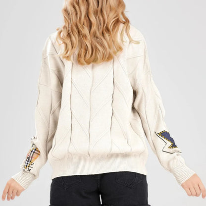 Embroidery Knitted V Neck Cardigan