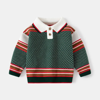 Collar Striped Long Sleeve Sweater