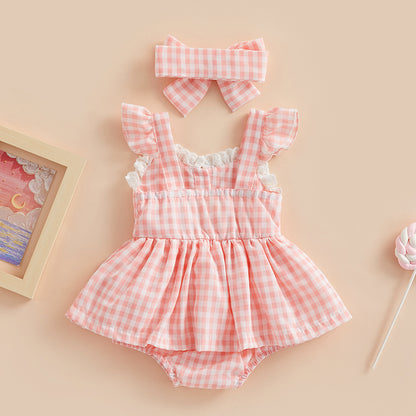 Ruffle Dress with Bow Headband