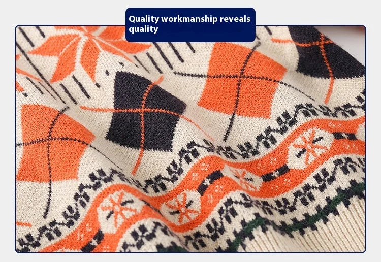 Workmanship™ Checkered Snowflake Long Sleeve Knitted Sweater