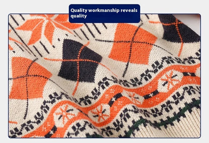 Workmanship™ Checkered Snowflake Long Sleeve Knitted Sweater