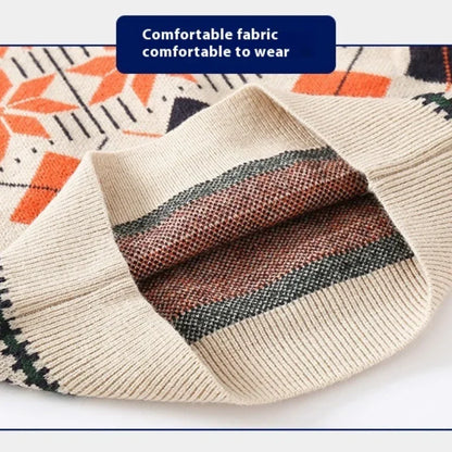 Workmanship™ Checkered Snowflake Long Sleeve Knitted Sweater